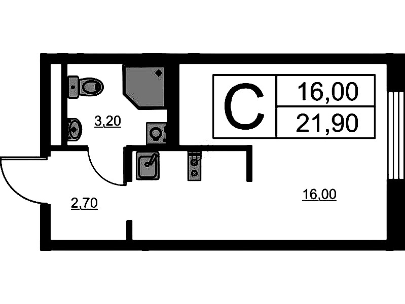 Квартира студия 21.9 м², 3/16 эт., ЖК «Avenue Apart Pulkovo»